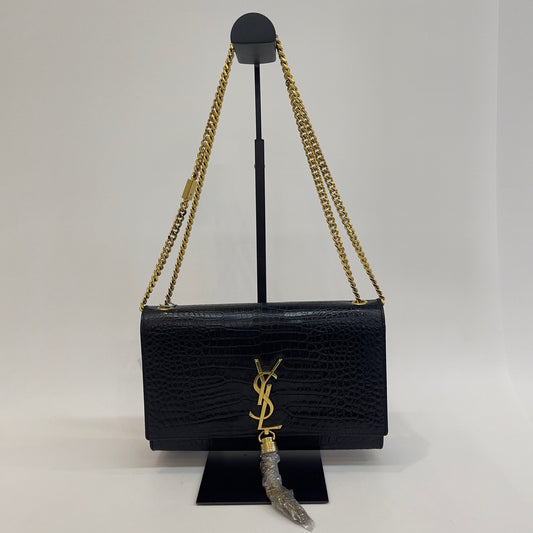 Saint Laurent - Kate Tassel - Patent leather with crocodile embossing - Black with Gold-Tone Hardware - (medium)