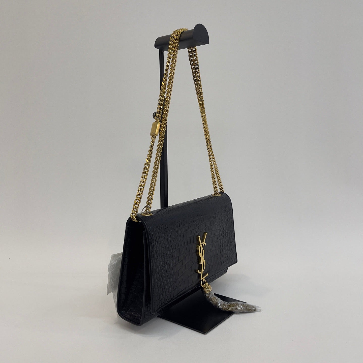 Saint Laurent - Kate Tassel - Patent leather with crocodile embossing - Black with Gold-Tone Hardware - (medium)