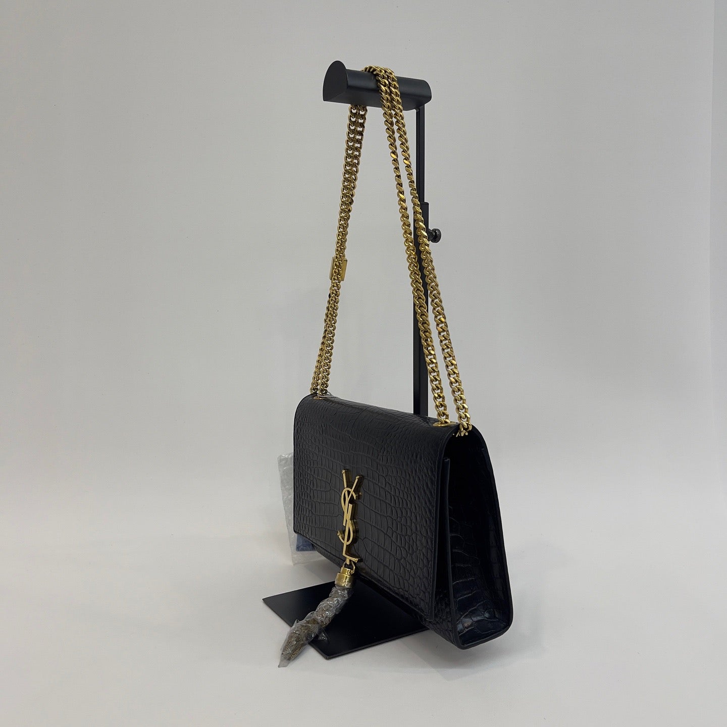 Saint Laurent - Kate Tassel - Patent leather with crocodile embossing - Black with Gold-Tone Hardware - (medium)