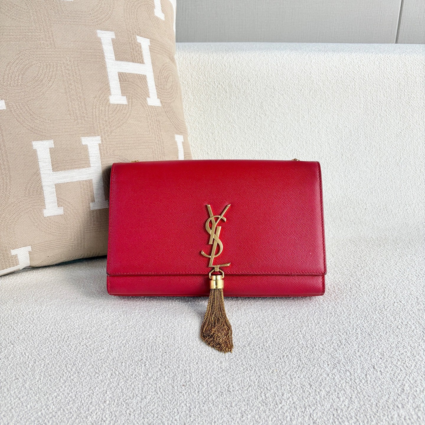 Saint Laurent - Kate with Tassel - Grained leather - Red with Gold-Tone Hardware - (Medium)