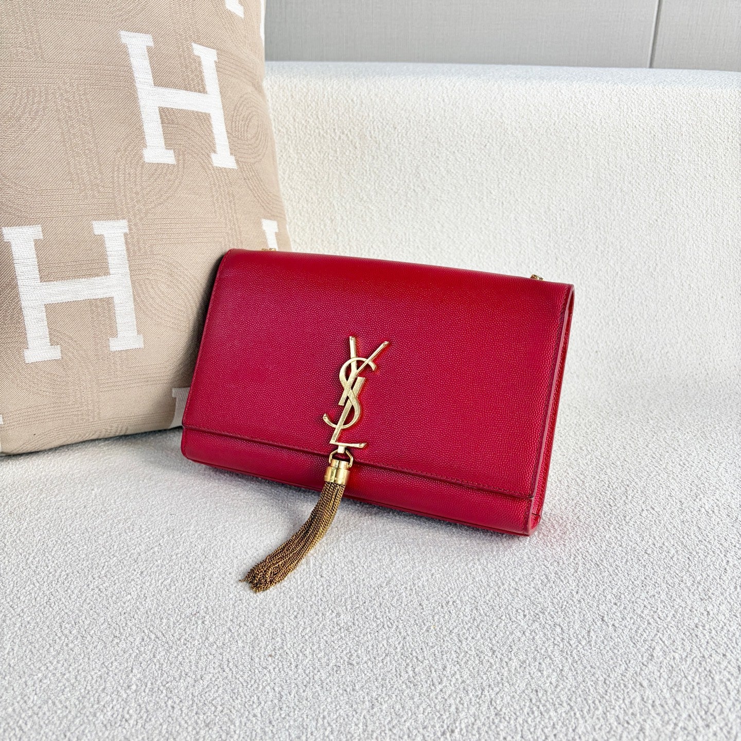Saint Laurent - Kate with Tassel - Grained leather - Red with Gold-Tone Hardware - (Medium)