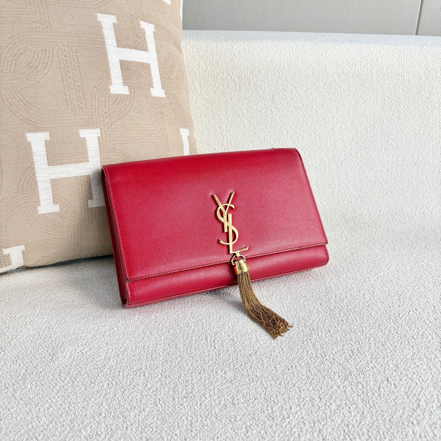 Saint Laurent - Kate with Tassel - Grained leather - Red with Gold-Tone Hardware - (Medium)