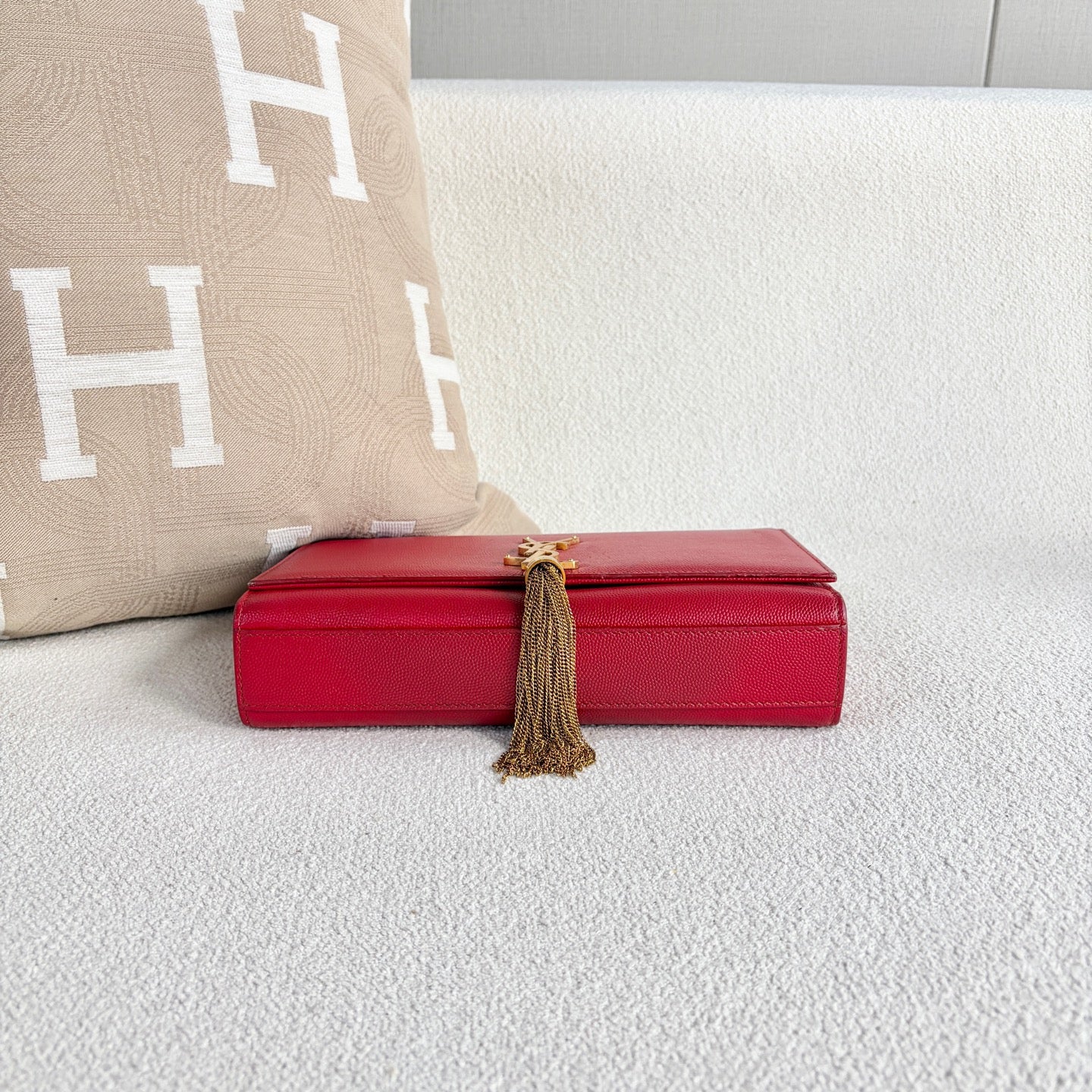 Saint Laurent - Kate with Tassel - Grained leather - Red with Gold-Tone Hardware - (Medium)