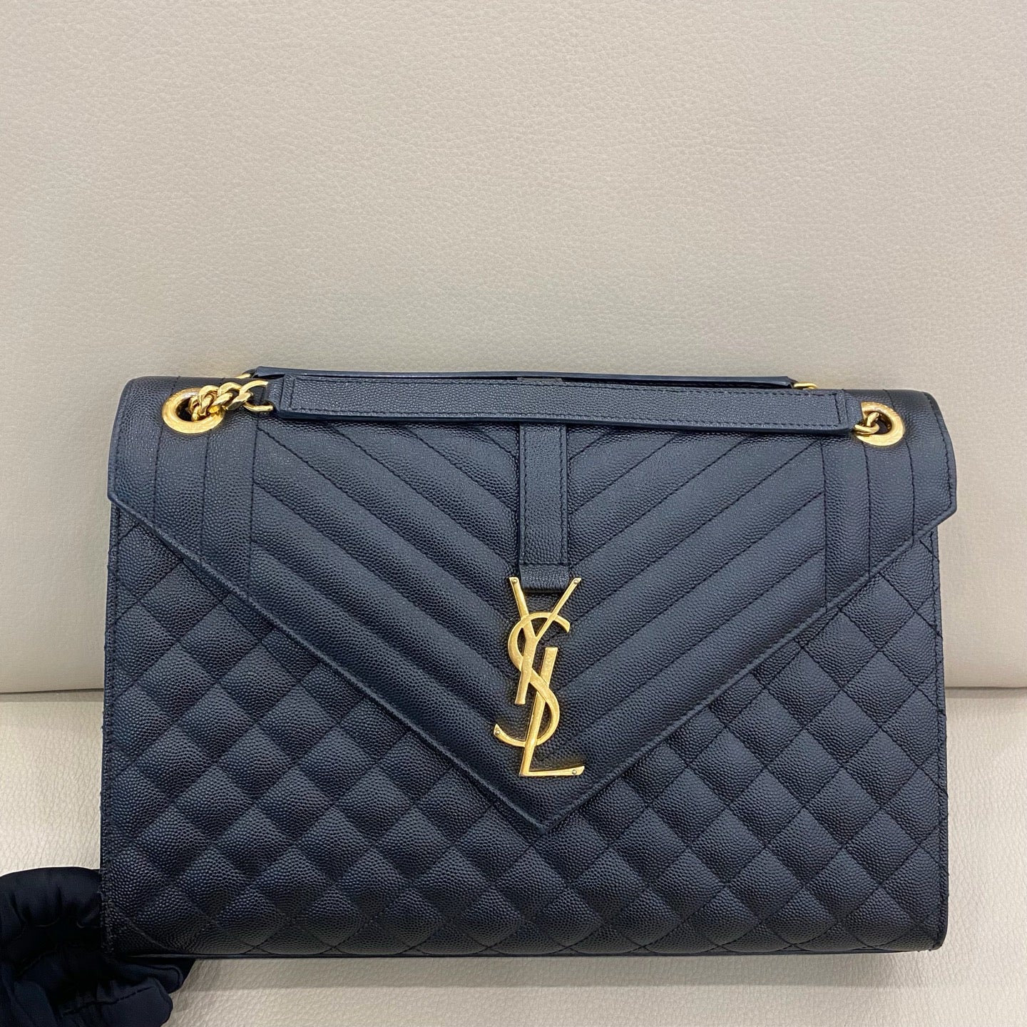 Saint Laurent - Large Envelope Chain Bag - Leather - Black - (large)