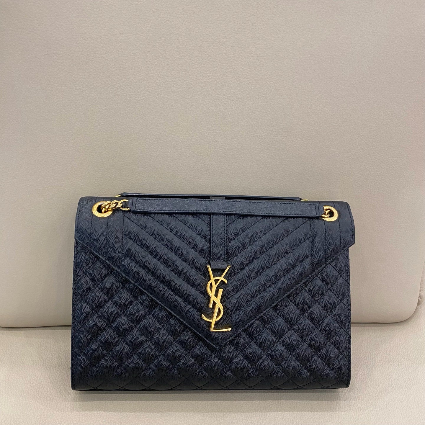 Saint Laurent - Large Envelope Chain Bag - Leather - Black - (large)