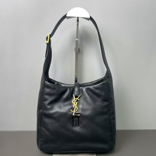 Saint Laurent - Le 5 à 7 Hobo - Puffy lambskin and fine-grained cowhide leather - Black with Gold-Tone Hardware - (Small)