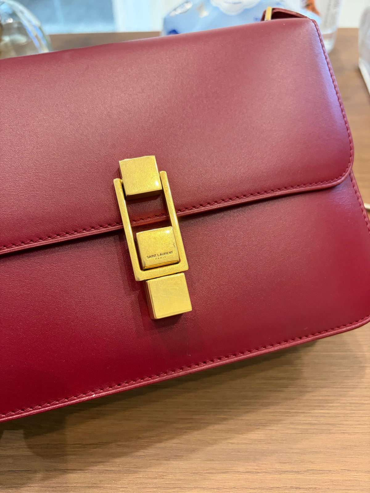 Saint Laurent - Le Carre - Leather - Burgundy