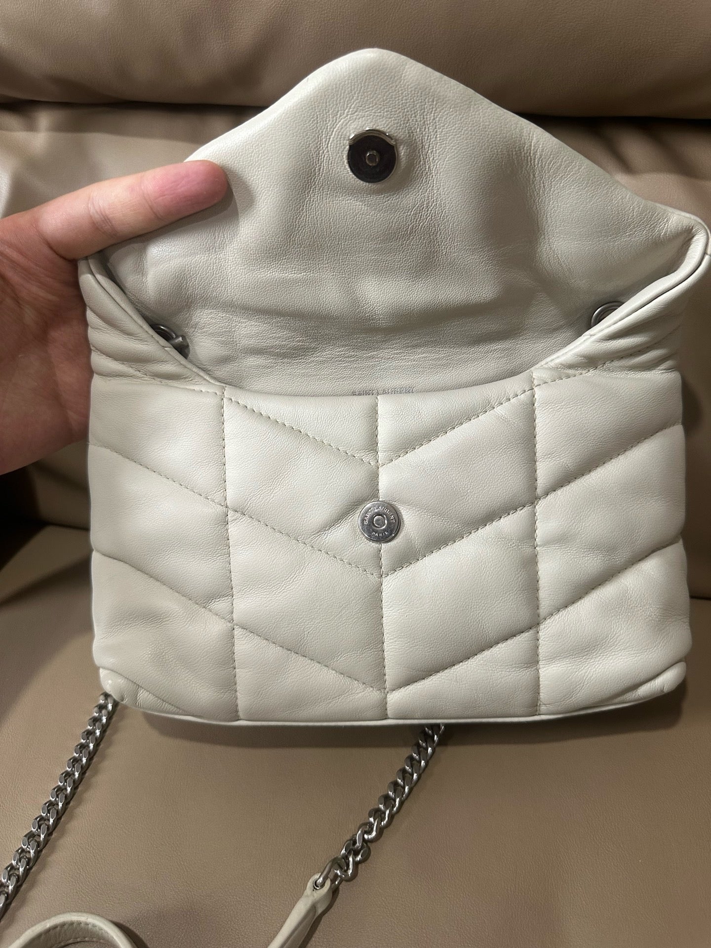 Saint Laurent - Le Lou Lou Puffer - Leather - White - (small)