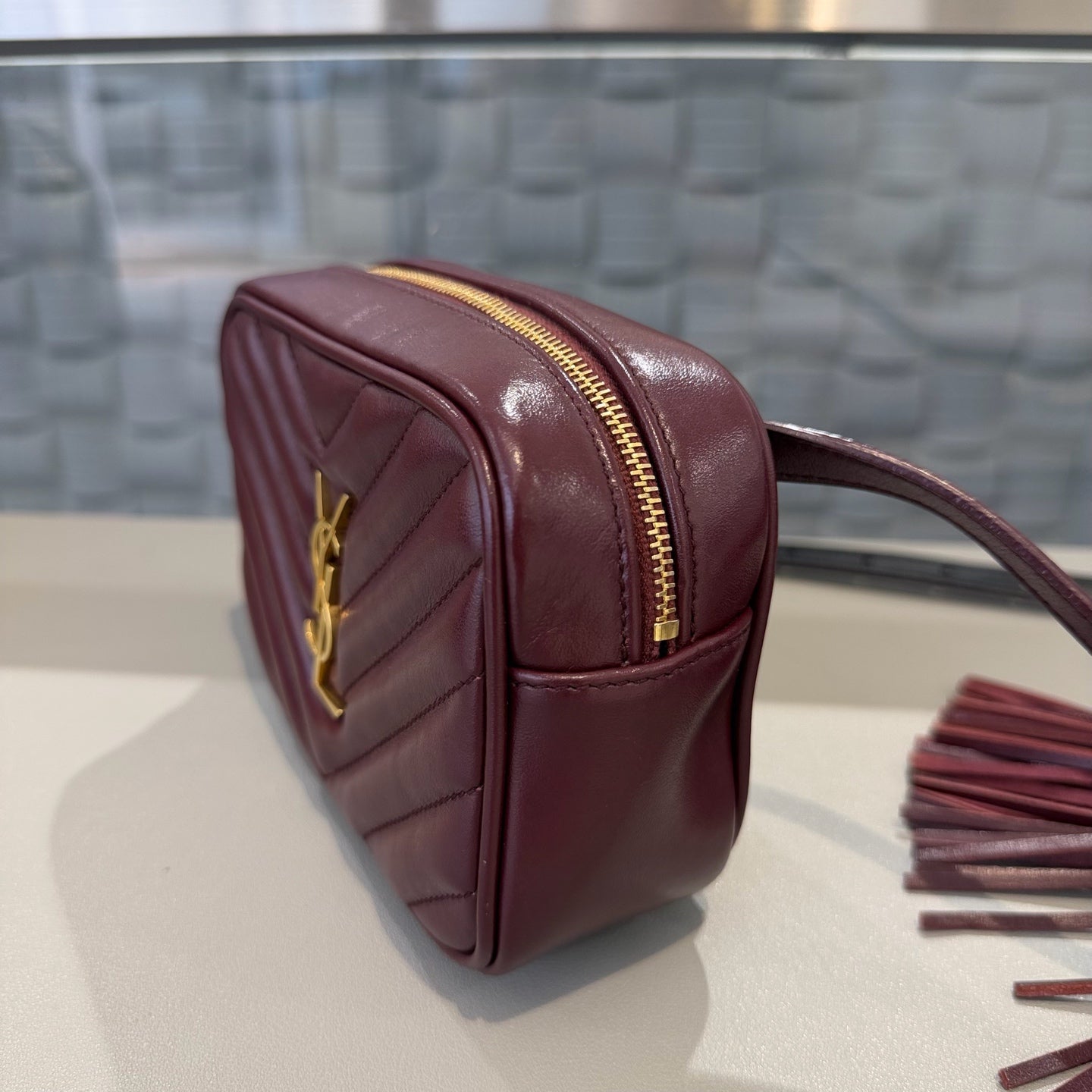 Saint Laurent - Lou Camera Bag - Leather - Burgundy - (mini)