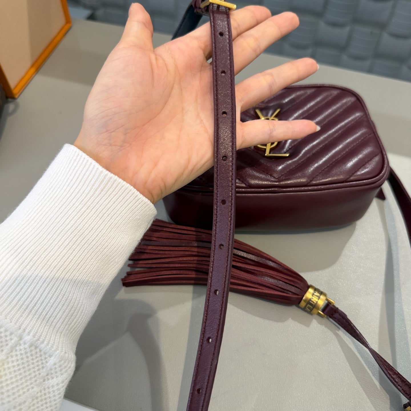 Saint Laurent - Lou Camera Bag - Leather - Burgundy - (mini)