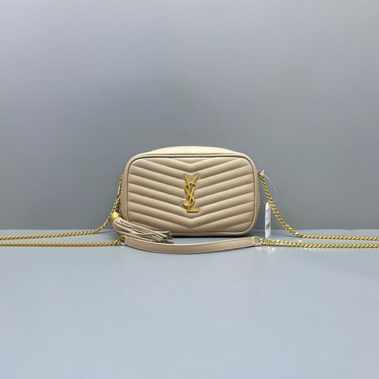 Saint Laurent - Lou Camera Bag with Tassel - Grainy calfskin leather - Beige - (mini)