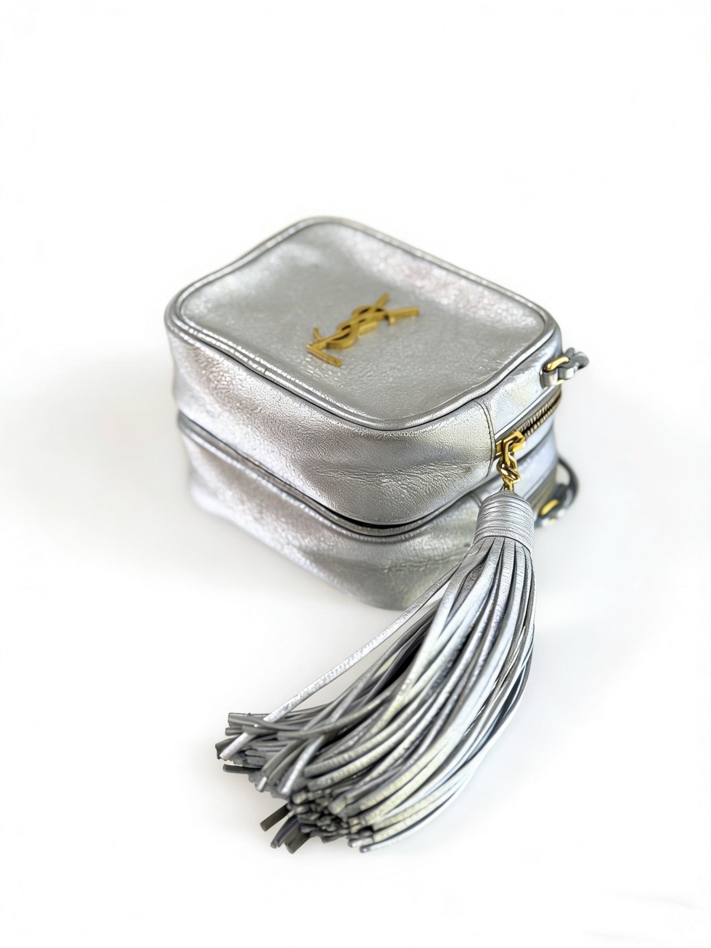 Saint Laurent - Lou Camera Bag with Tassel - Leather - Silver - (mini)
