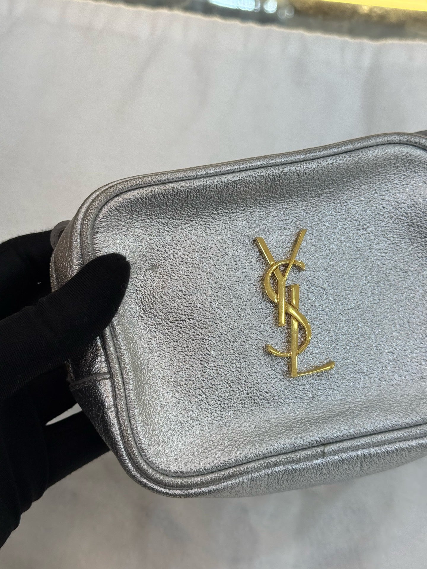 Saint Laurent - Lou Camera Bag with Tassel - Leather - Silver - (mini)
