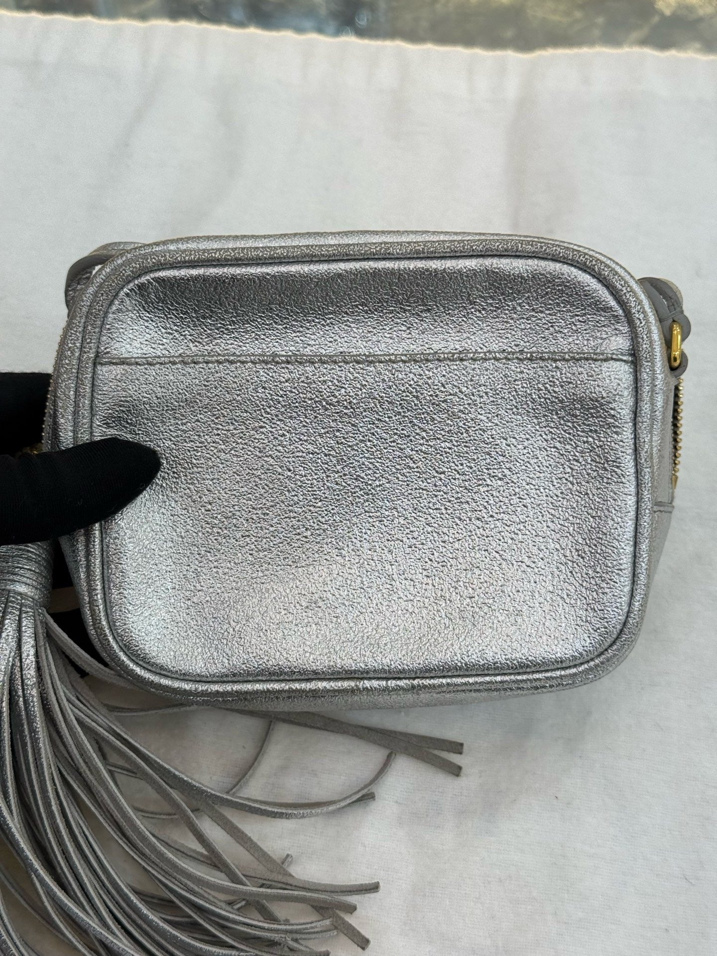 Saint Laurent - Lou Camera Bag with Tassel - Leather - Silver - (mini)