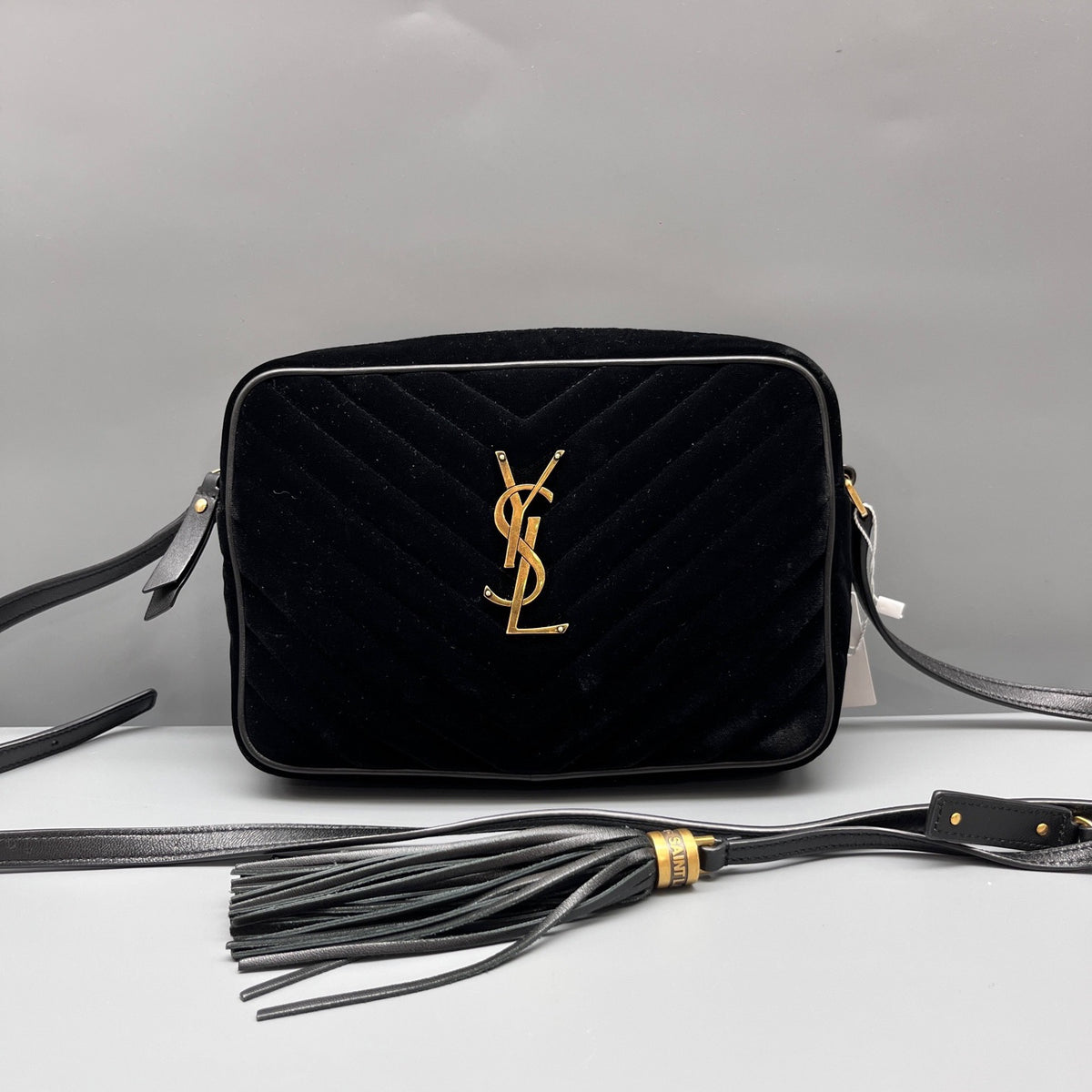 Saint Laurent - Lou Camera Bag with Tassel - Velvet - Black - (mini)