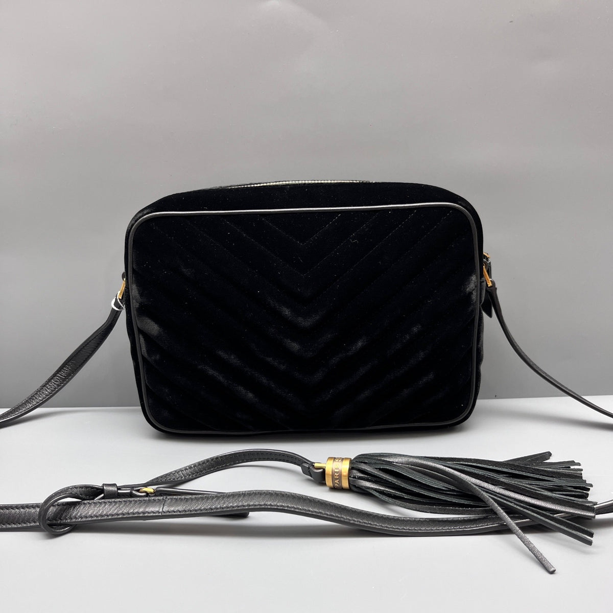Saint Laurent - Lou Camera Bag with Tassel - Velvet - Black - (mini)