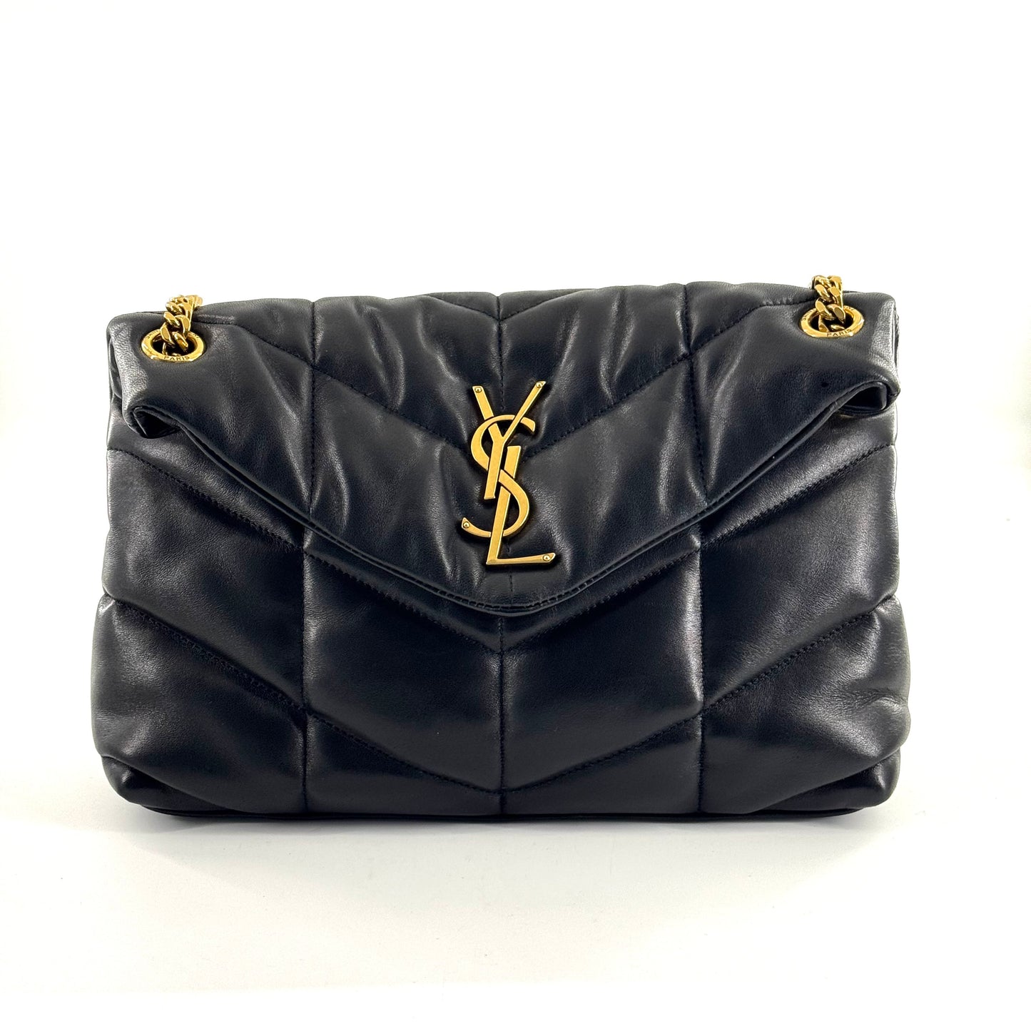 Saint Laurent - Loulou Puffer - Lambskin leather - Black with Gold-Tone Hardware - (Small)
