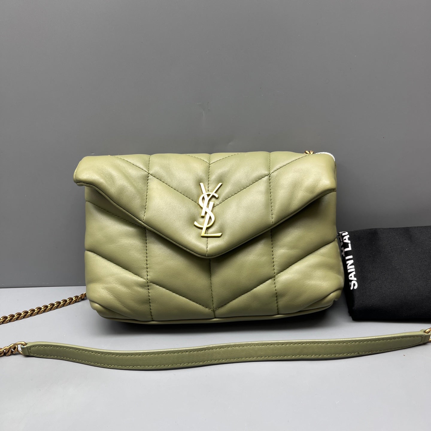 Saint Laurent - Loulou Puffer - Lambskin leather - Green with Gold-Tone Hardware - (mini)