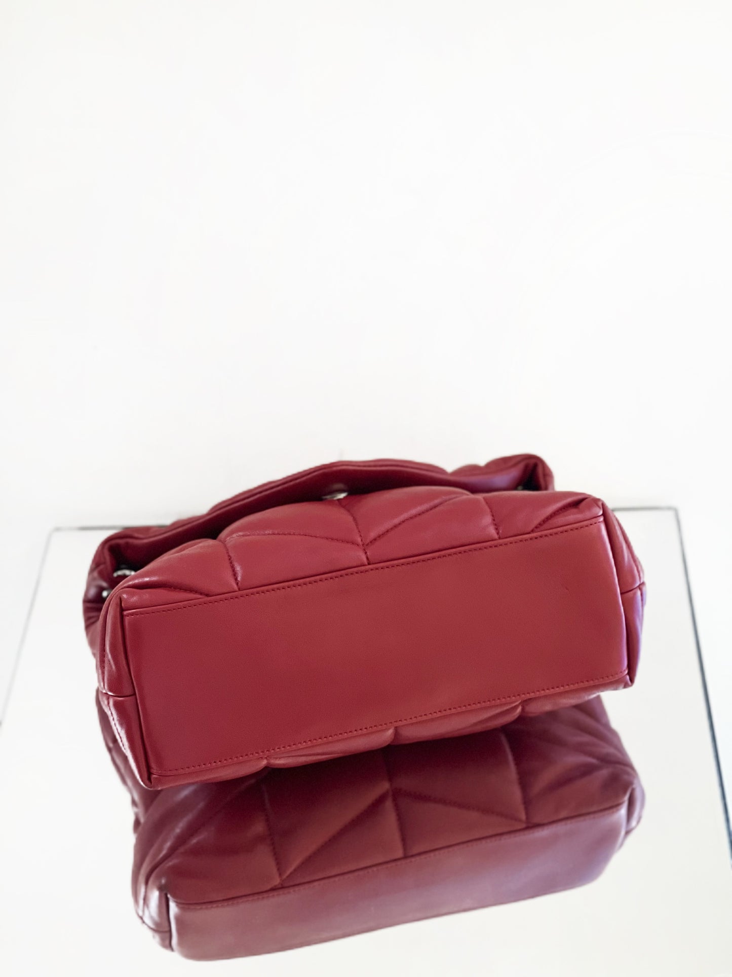 Saint Laurent - LouLou Puffer - Lambskin leather - Red with Silver-Tone Hardware - (Small)
