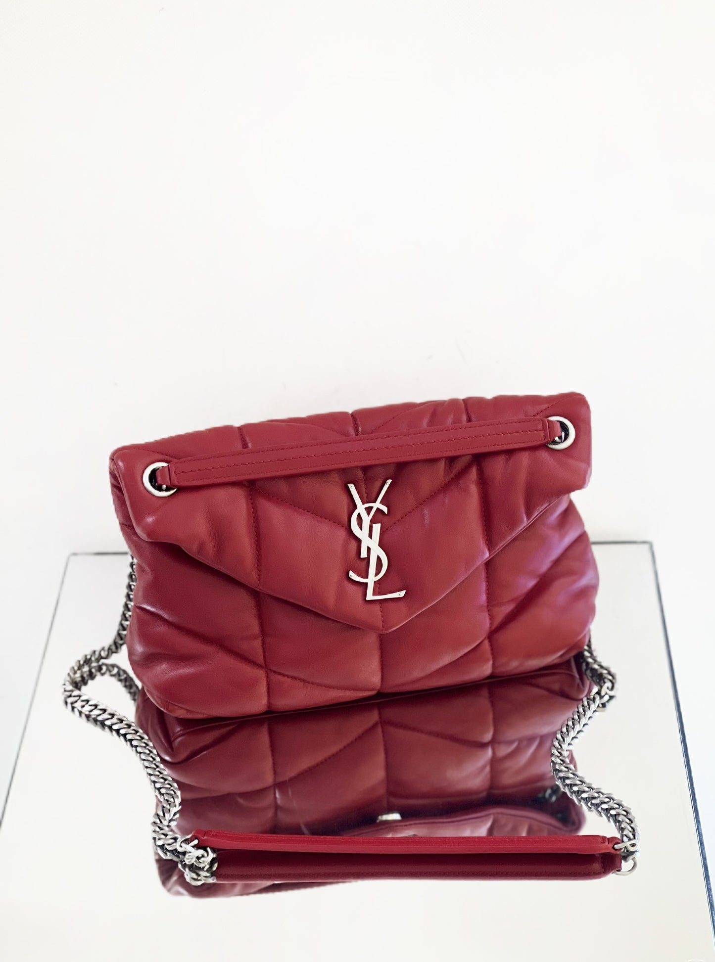 Saint Laurent - LouLou Puffer - Lambskin leather - Red with Silver-Tone Hardware - (Small)