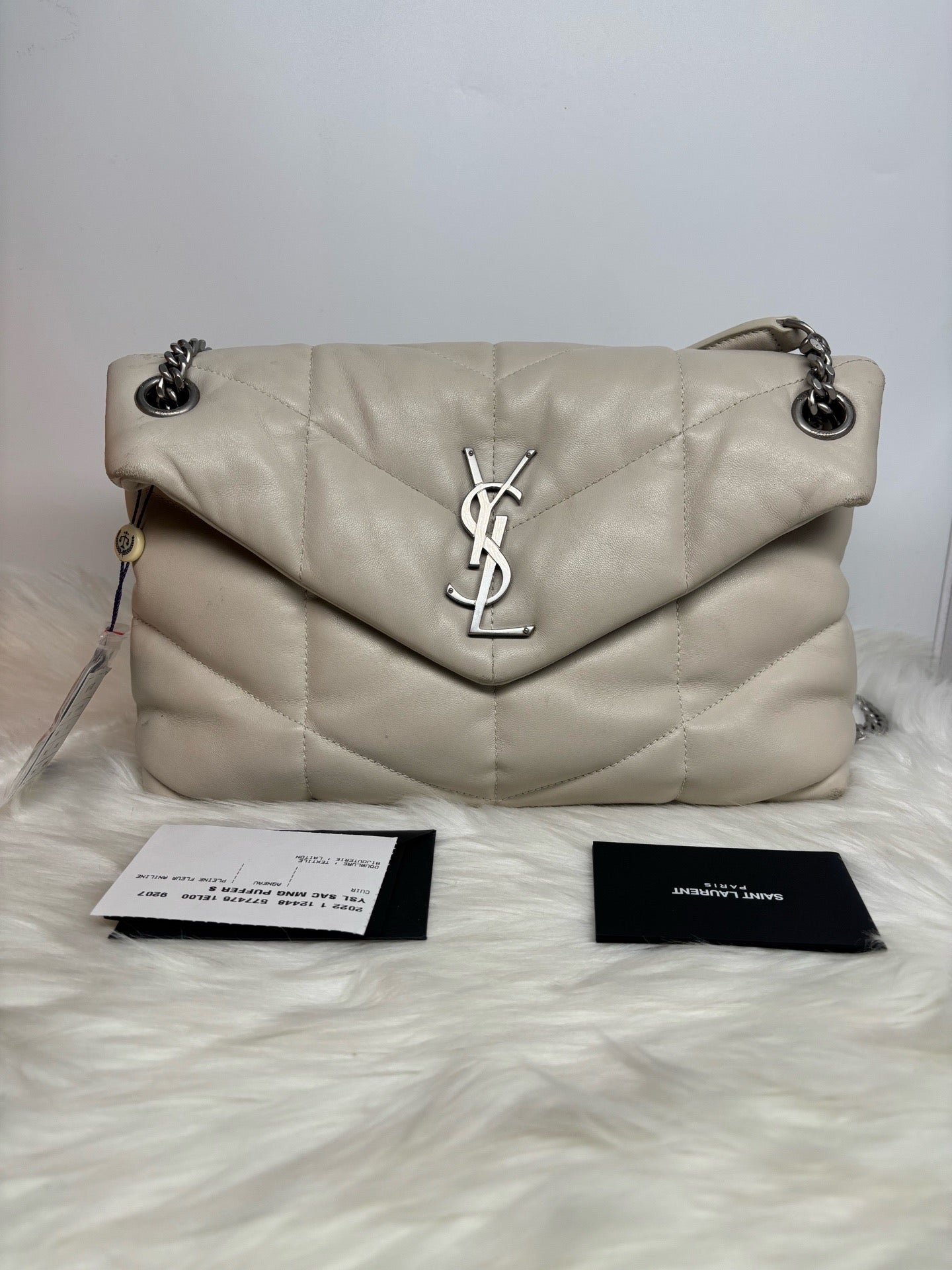 Saint Laurent - Loulou Puffer - Leather - Beige - (small)