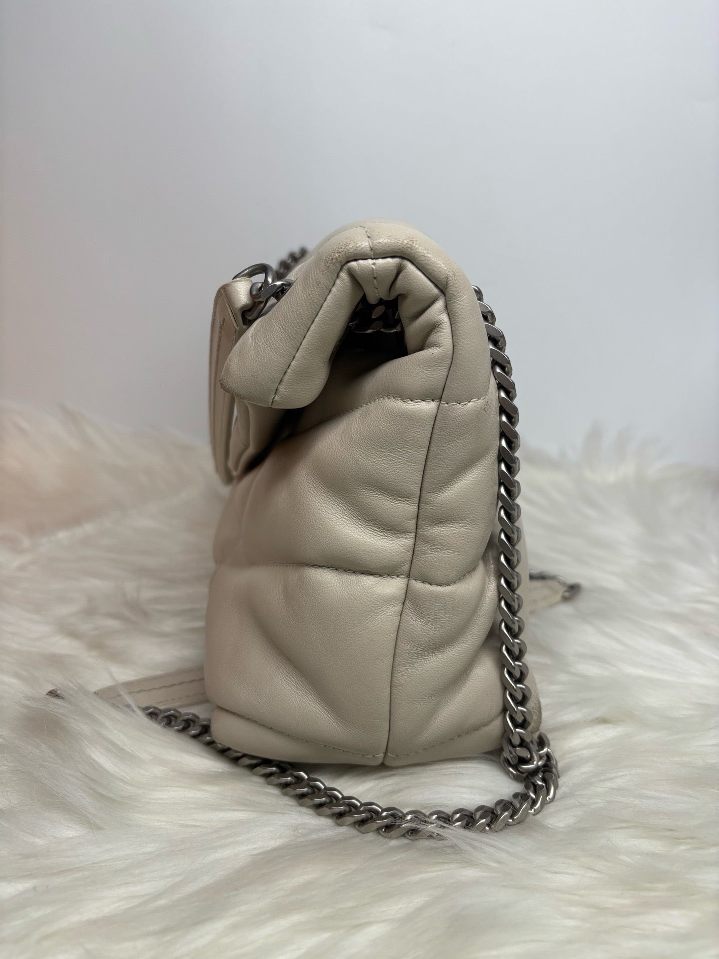 Saint Laurent - Loulou Puffer - Leather - Beige - (small)