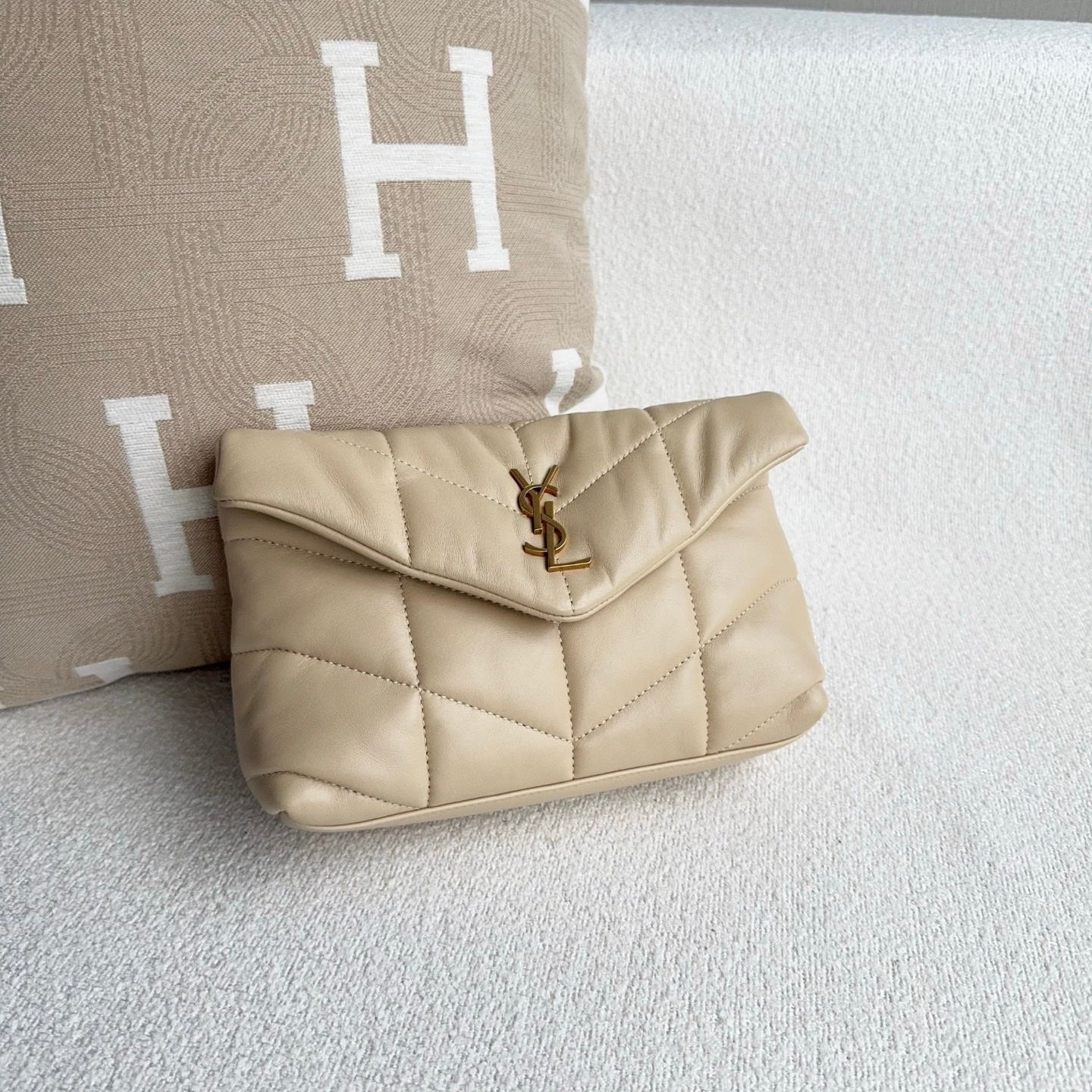 Saint Laurent - LouLou Puffer - Leather - Beige - (small)