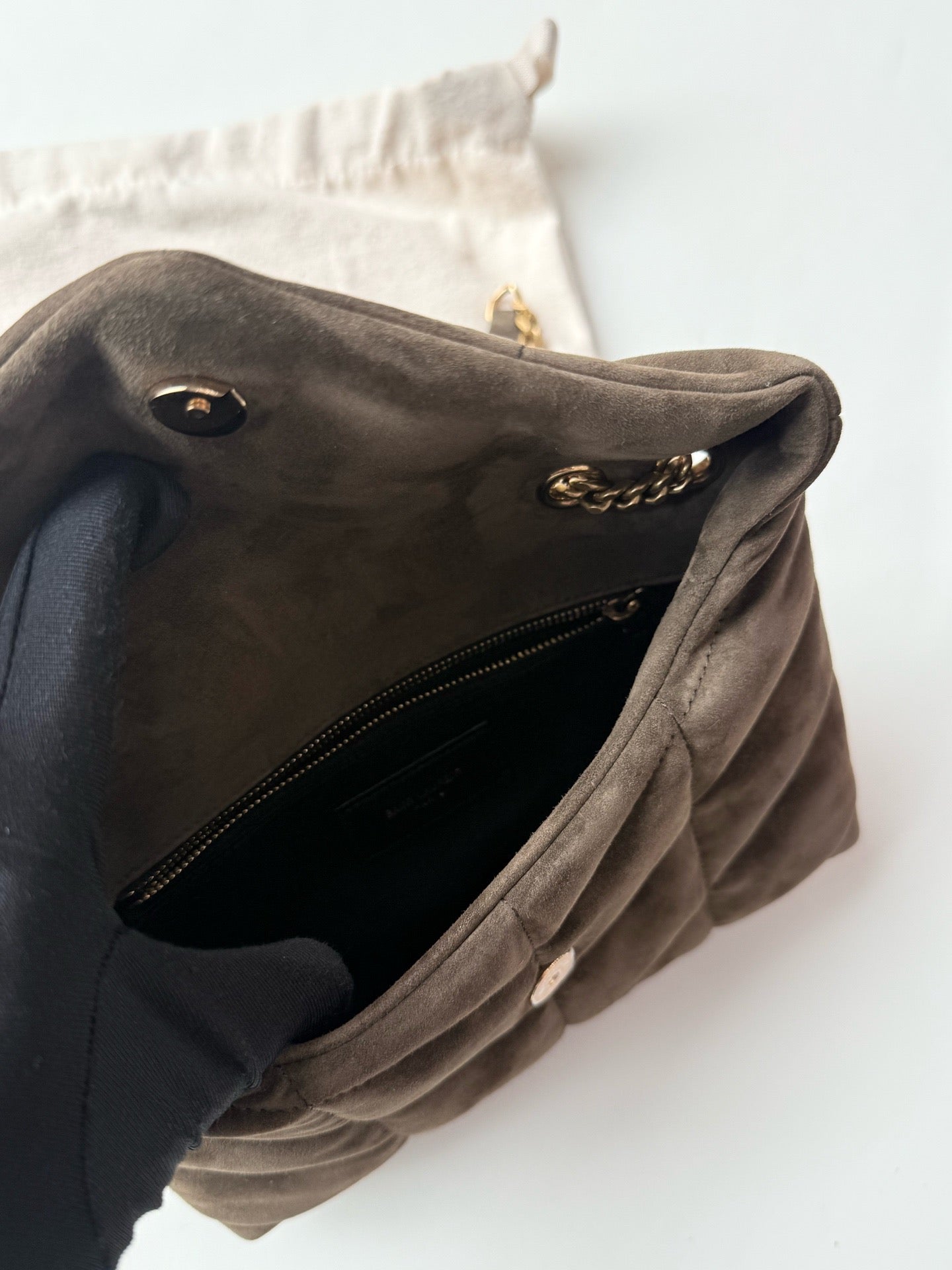 Saint Laurent - Loulou Puffer - Suede - Brown - (small)