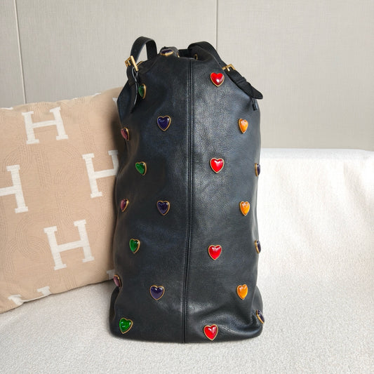 Saint Laurent - Love Heart Glazed Bucket Bag - Cowhide leather - Black - (medium)