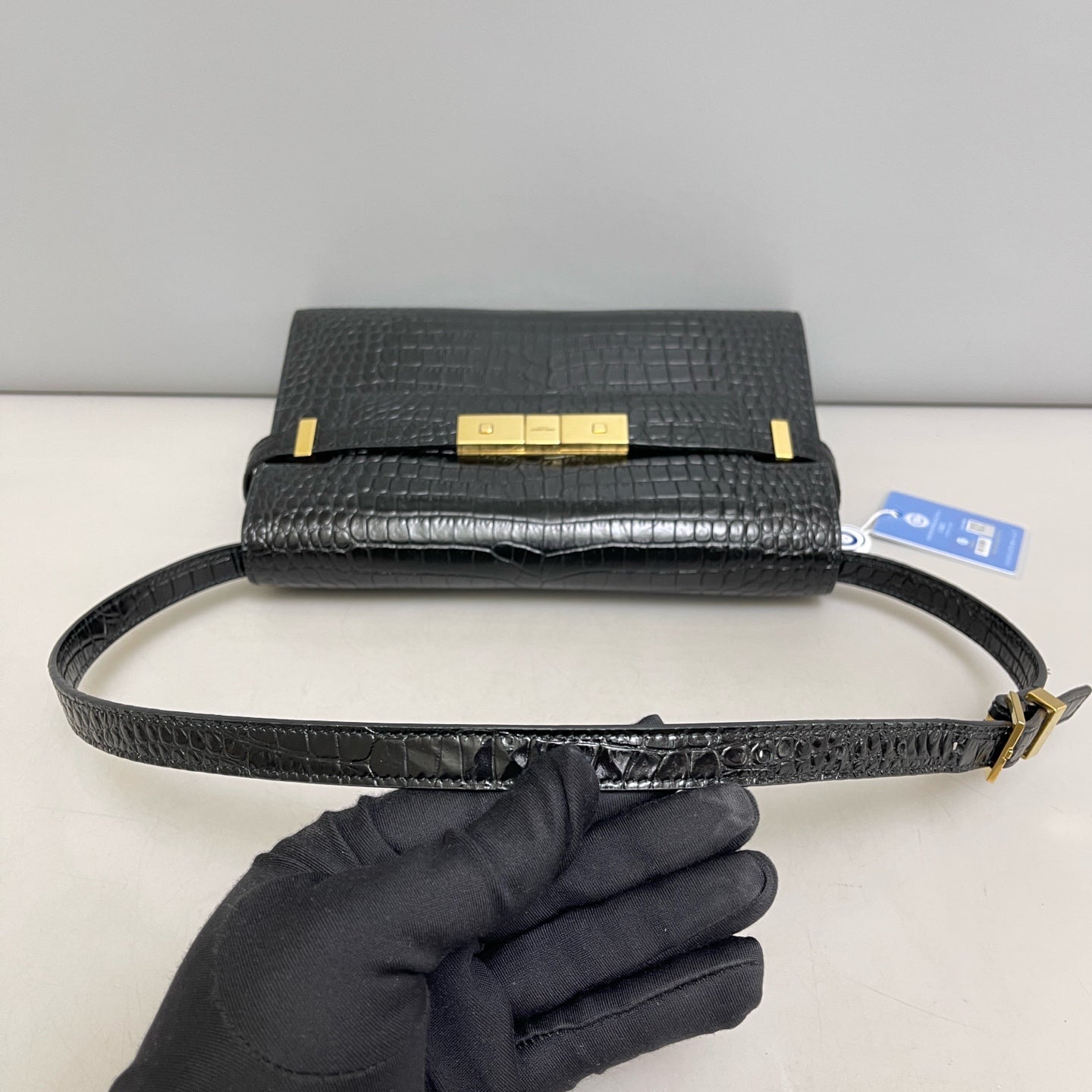 Saint Laurent - Manhattan - Crocodile - Black - (small)