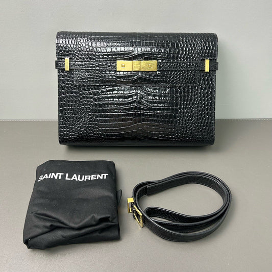 Saint Laurent - Manhattan - Crocodile-embossed leather - Black - (medium)