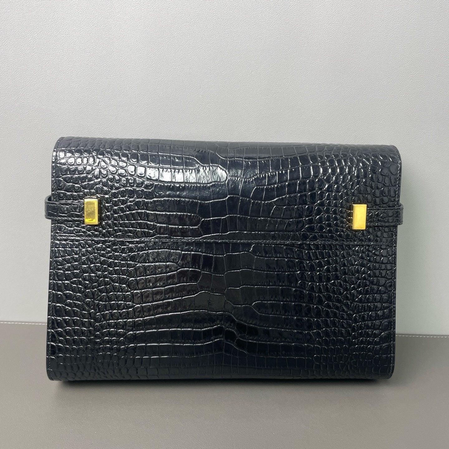 Saint Laurent - Manhattan - Crocodile embossed leather - Black - (medium)
