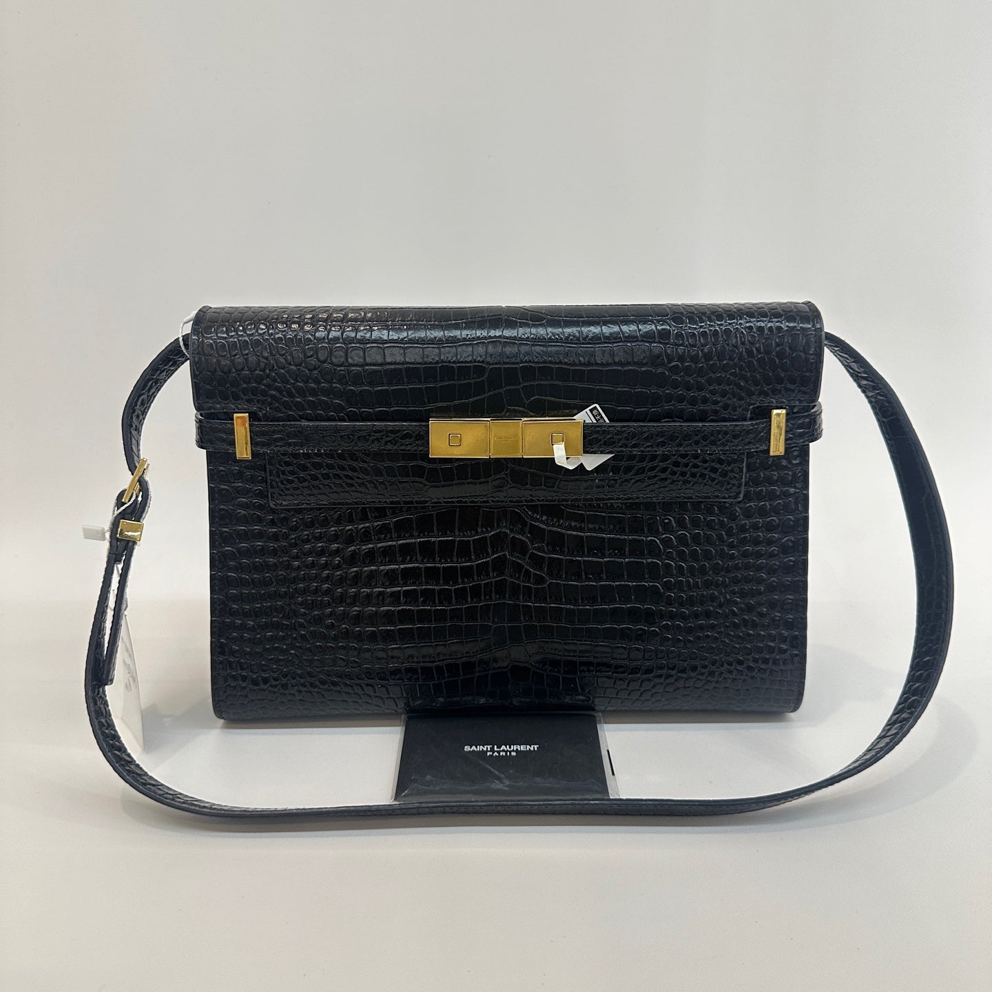 Saint Laurent - Manhattan - Crocodile-embossed leather - Black with Gold-Tone Hardware - (medium)