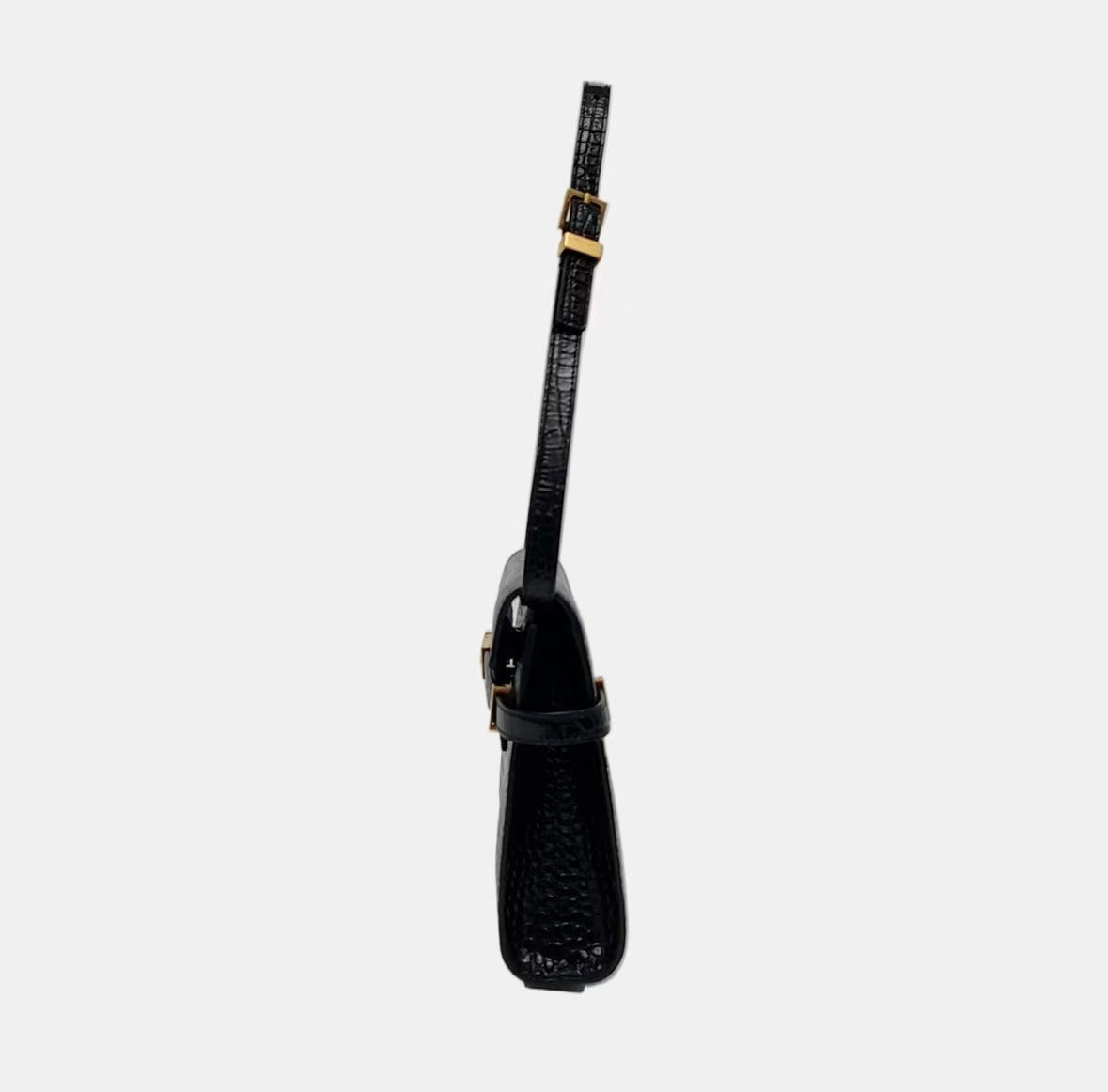 Saint Laurent - Manhattan - Embossed calfskin leather - Black with Gold-Tone Hardware - (small)