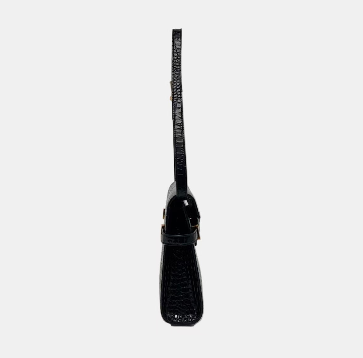 Saint Laurent - Manhattan - Embossed calfskin leather - Black with Gold-Tone Hardware - (small)
