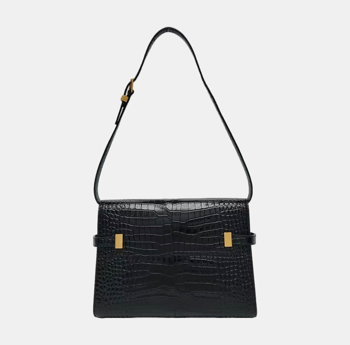 Saint Laurent - Manhattan - Embossed calfskin leather - Black with Gold-Tone Hardware - (small)
