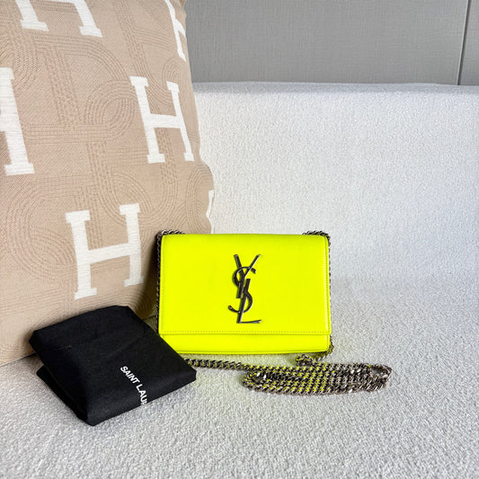 Saint Laurent - Mini Kate Chain Bag - Patent leather - Green - (mini)