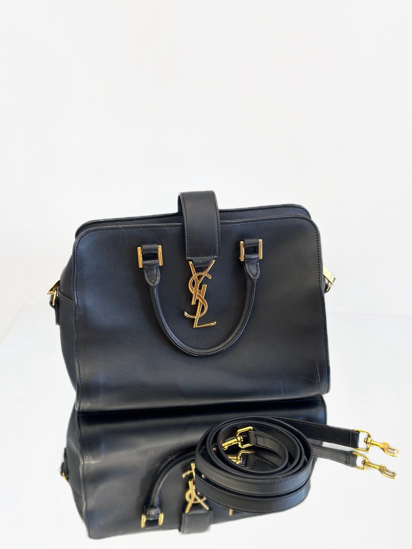 Saint Laurent - Monogram Cabas - Cowhide leather - Black with Gold-Tone Hardware - (small)