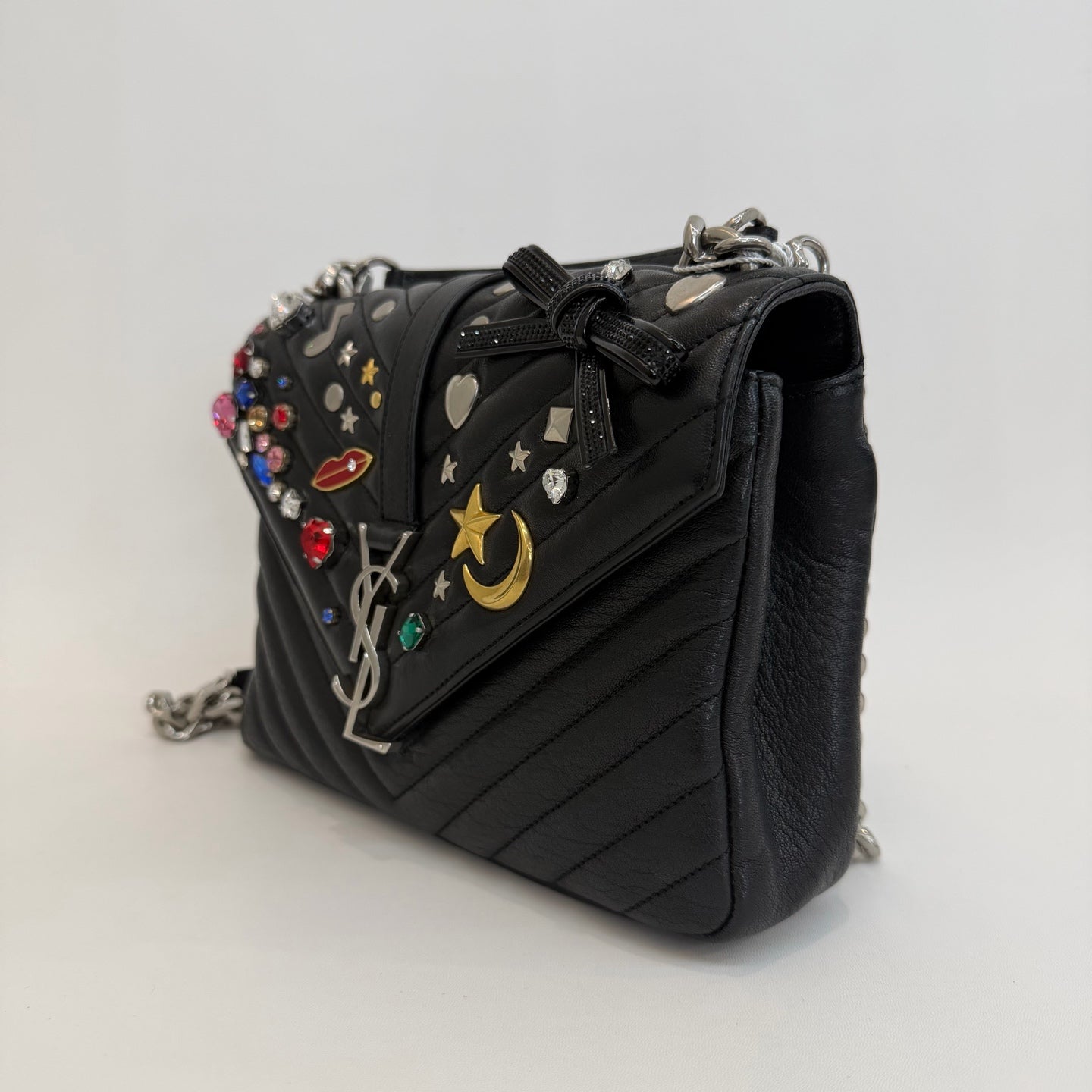 Saint Laurent - Monogram Embellished Flap Bag - Leather - Black - (medium)