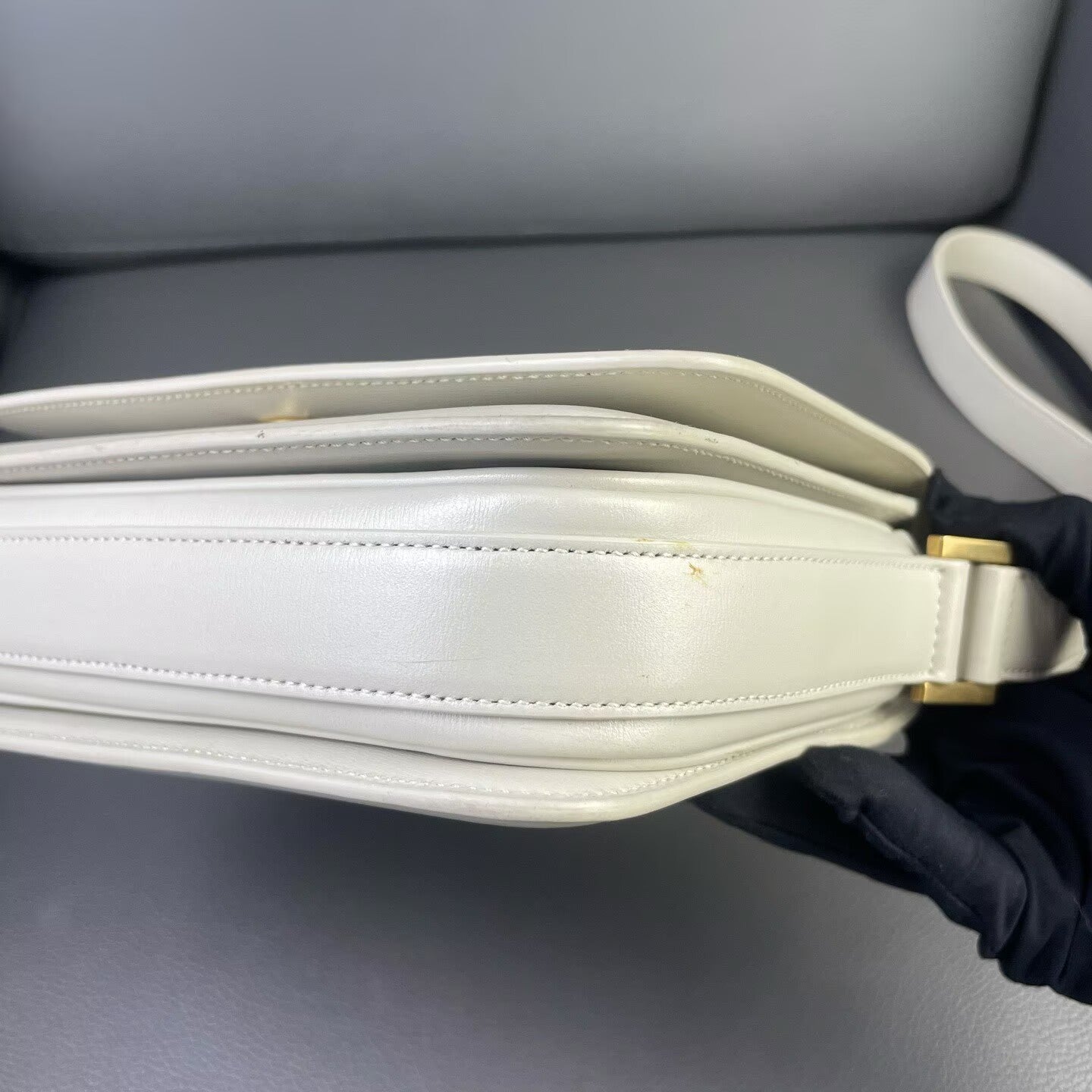 Saint Laurent - Monogram Embossed Messenger Bag - Calfskin leather - White - (small)