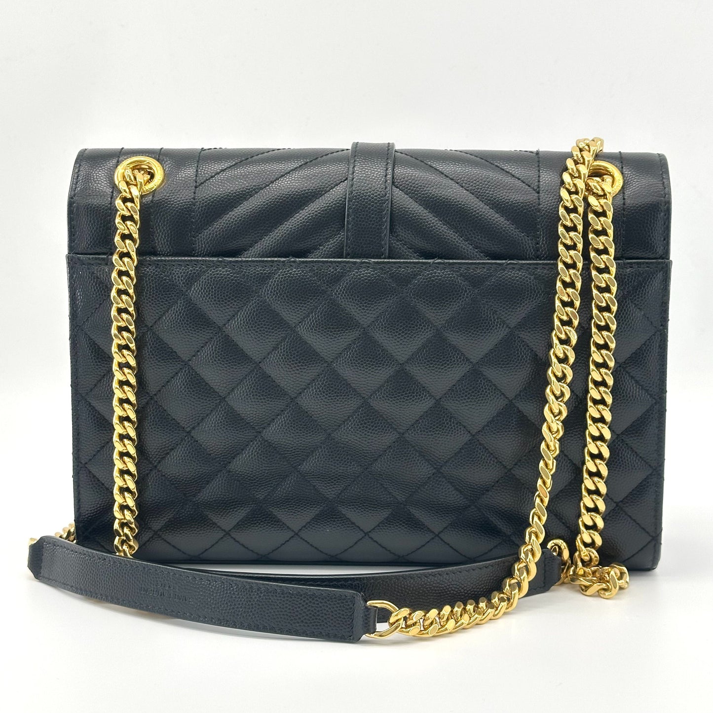 Saint Laurent - Monogram Envelope Bag - Caviar leather - Black with Gold-Tone Hardware - (Medium)