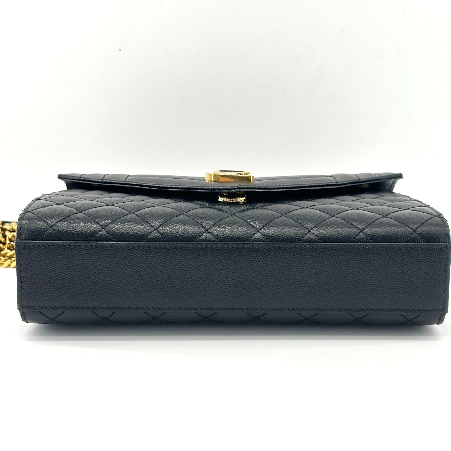 Saint Laurent - Monogram Envelope Bag - Caviar leather - Black with Gold-Tone Hardware - (Medium)