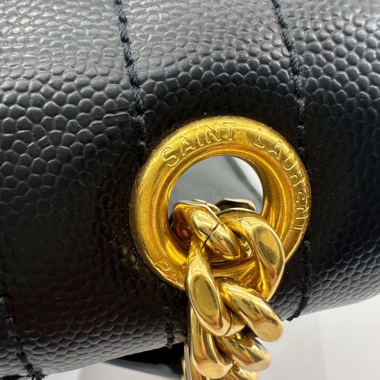 Saint Laurent - Monogram Envelope Bag - Caviar leather - Black with Gold-Tone Hardware - (Medium)
