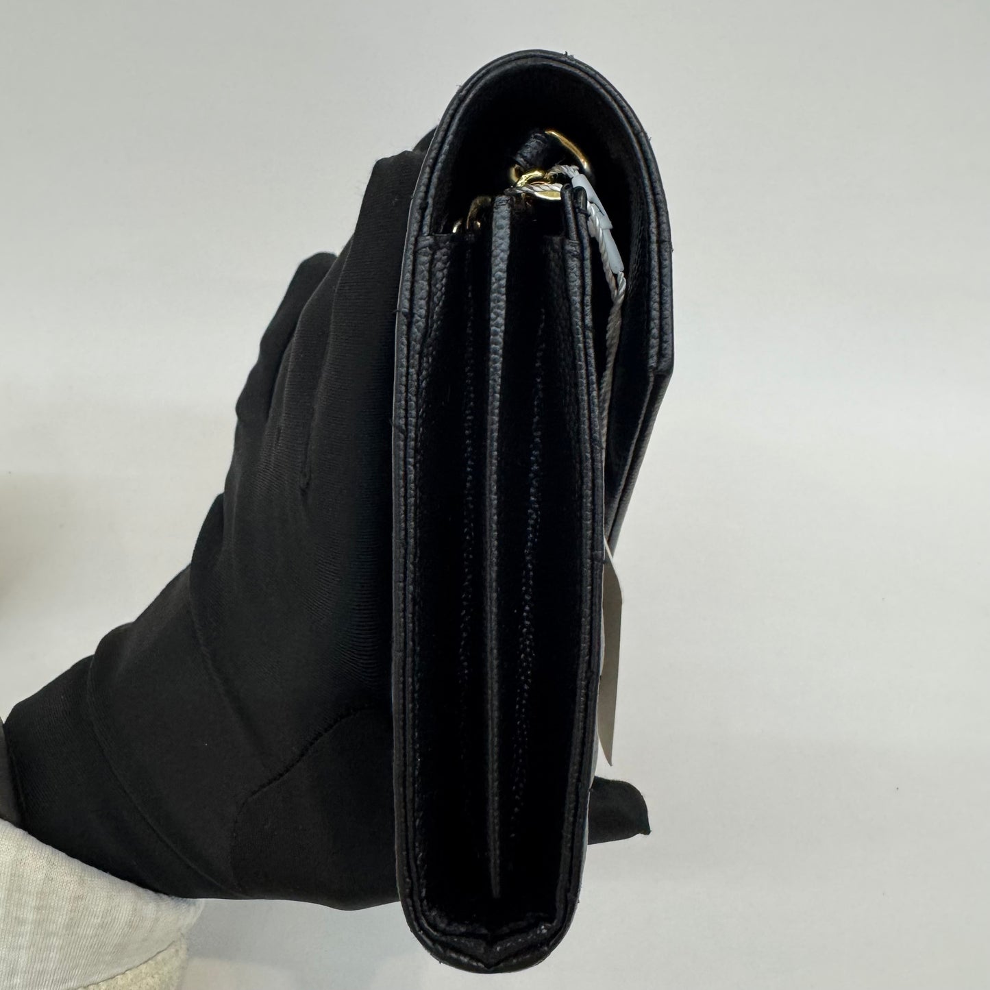 Saint Laurent - Monogram Envelope Bag - Grained leather - Black with Gold-Tone Hardware - (Medium)