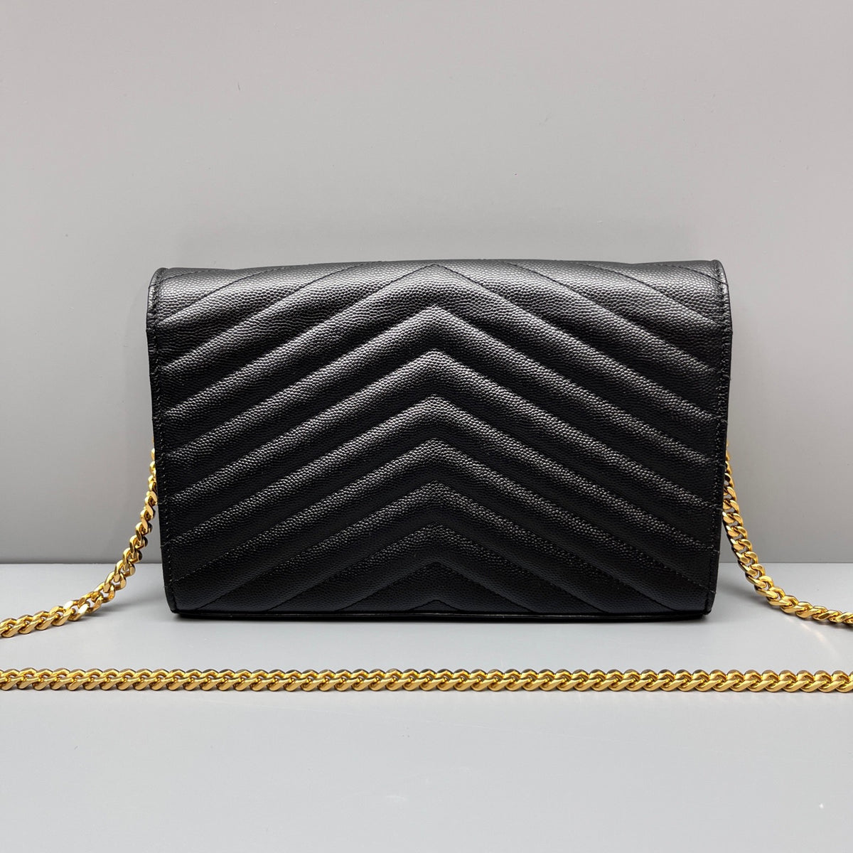 Saint Laurent - Monogram Envelope Chain Bag - Leather - Black - (mini)