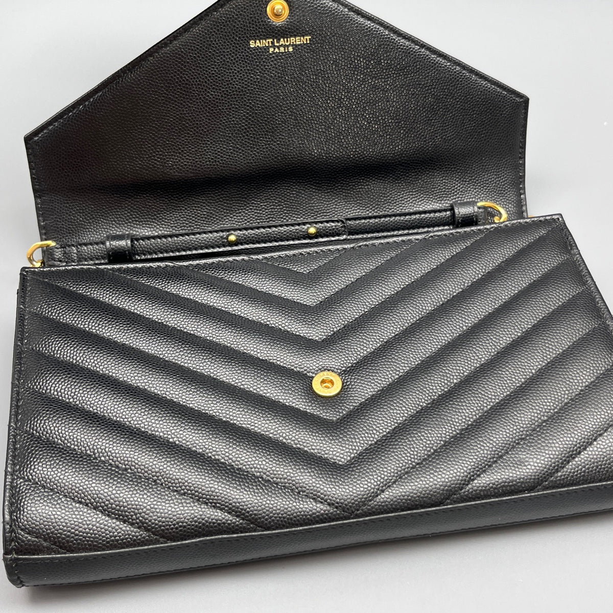 Saint Laurent - Monogram Envelope Chain Bag - Leather - Black - (mini)