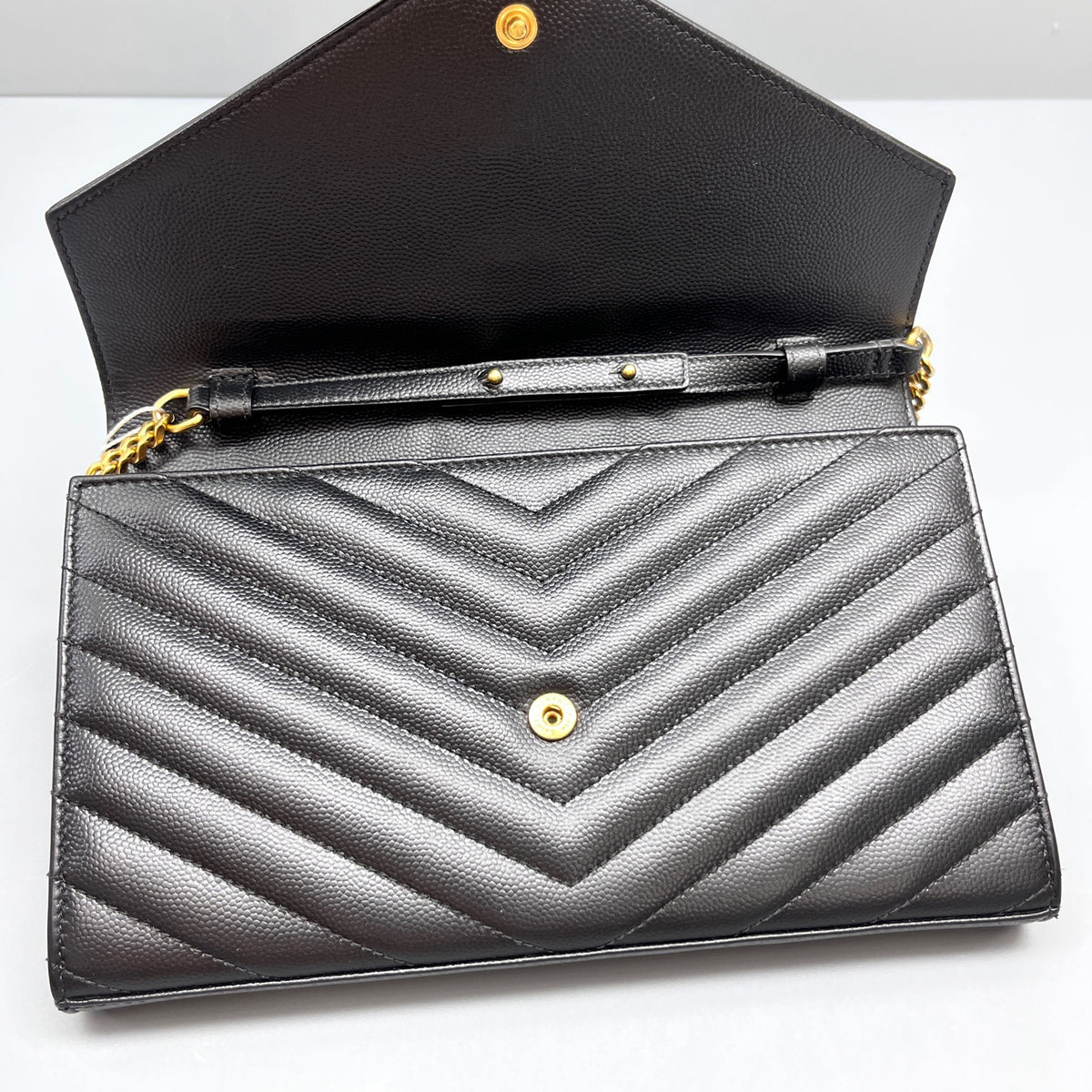 Saint Laurent - Monogram Envelope Chain Bag - Leather - Black - (mini)