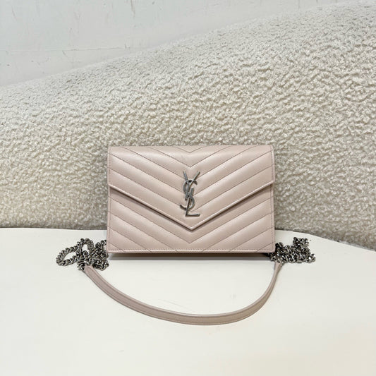 Saint Laurent - Monogram Envelope Chain Wallet - Leather - Pink - (small)