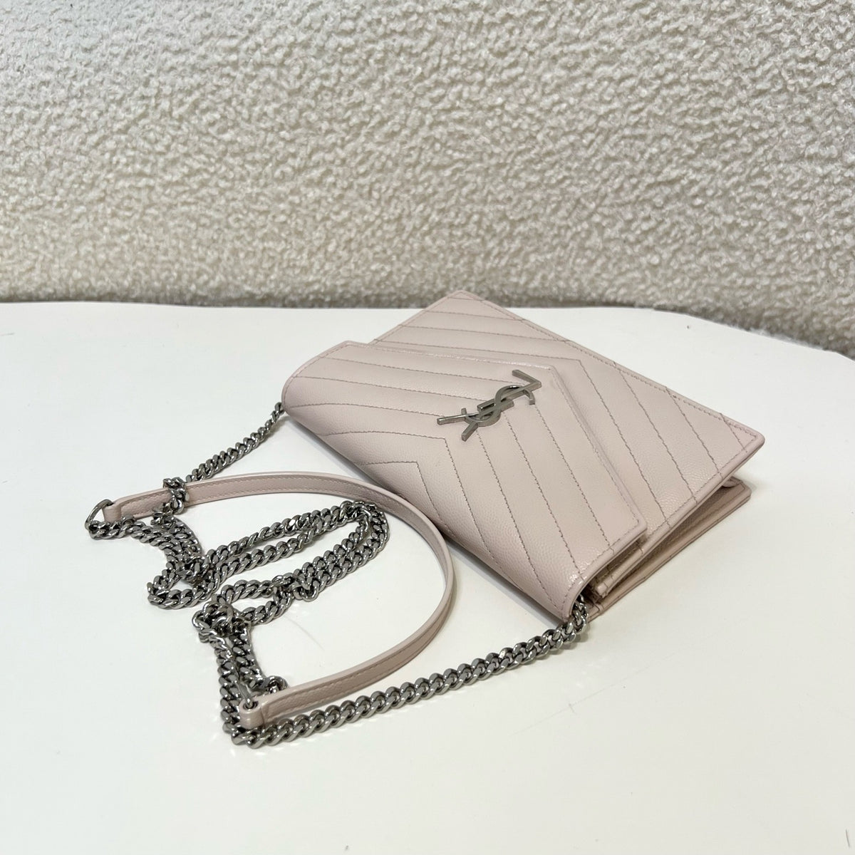 Saint Laurent - Monogram Envelope Chain Wallet - Leather - Pink - (small)