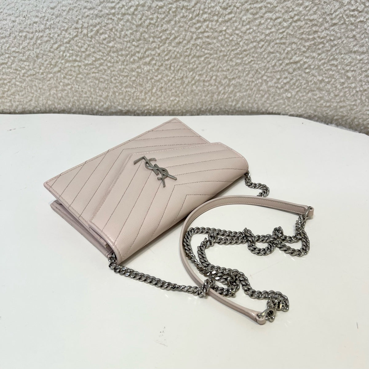Saint Laurent - Monogram Envelope Chain Wallet - Leather - Pink - (small)